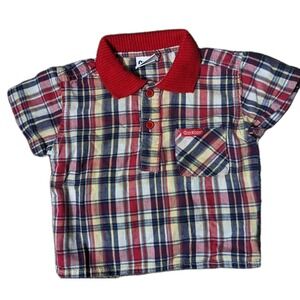 Oshkosh Baby Toddler 12 Months Boys‎ Shirt Short Sleeve Plaid Vtg USA Cotton